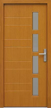 Drzwi zewnętrzne nowoczesne do domu wzór 462,1 w kolorze złoty dąb.
