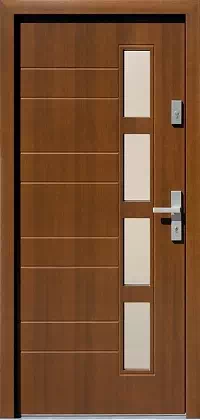 Drzwi zewnętrzne nowoczesne do domu wzór 462,2 w kolorze orzech.