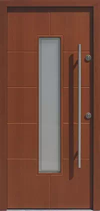 Drzwi zewnętrzne nowoczesne do domu 466,1+ds1 w kolorze teak.