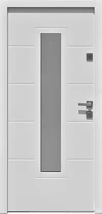 Drzwi zewnętrzne nowoczesne do domu wzór 466,17 w kolorze białe.