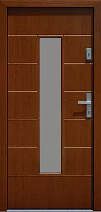 Drzwi zewnętrzne nowoczesne do domu wzór 466,2B w kolorze ciemny dąb.