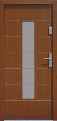Drzwi zewnętrzne nowoczesne do domu 466,2B+ds11 w kolorze ciemny dąb.