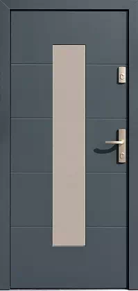Drzwi zewnętrzne nowoczesne do domu wzór 466,3C w kolorze antracytowe.