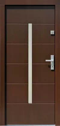 Drzwi zewnętrzne nowoczesne do domu 466,5B w kolorze ciemny orzech.