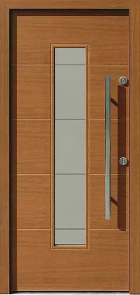Drzwi zewnętrzne nowoczesne do domu wzór 466,6+ds11 w kolorze jasny dąb.