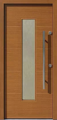 Drzwi zewnętrzne nowoczesne do domu wzór 466,6 w kolorze złoty dąb.
