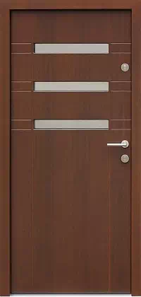 Drzwi zewnętrzne nowoczesne do domu wzór 468,11 w kolorze orzech.