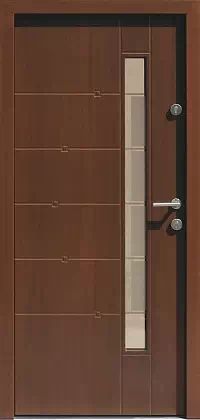 Drzwi zewnętrzne nowoczesne do domu wzór 469,2+ds1 w kolorze orzech.