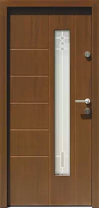 Drzwi zewnętrzne nowoczesne do domu 471,11+ds1 w kolorze orzech.