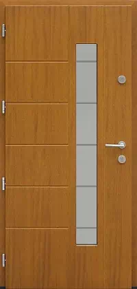 Drzwi zewnętrzne nowoczesne do domu wzór 471,11+ds11 w kolorze złoty dąb.