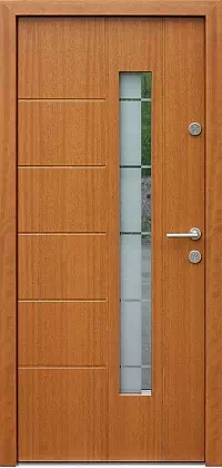 Drzwi zewnętrzne nowoczesne do domu wzór 471,11+ds2 w kolorze złoty dąb.