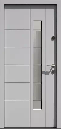 Drzwi zewnętrzne nowoczesne do domu wzór 471,11+ds3 w kolorze białe.