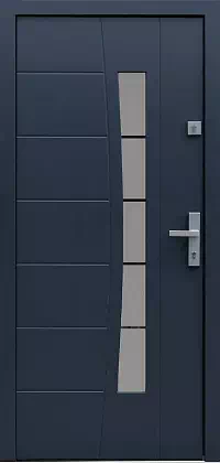 Drzwi zewnętrzne nowoczesne do domu wzór 471,14+ds11 w kolorze antracyt.