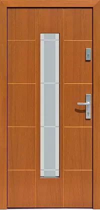 Drzwi zewnętrzne nowoczesne do domu 471,16+ds1 w kolorze złoty dąb.