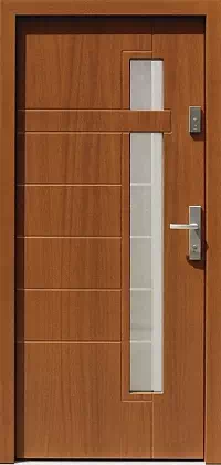 Drzwi zewnętrzne nowoczesne do domu wzór 472,2+ds1 w kolorze ciemny dąb.