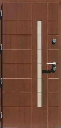 Drzwi zewnętrzne nowoczesne do domu 475,11+ds11 w kolorze orzech.