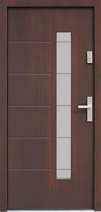 Drzwi zewnętrzne nowoczesne do domu wzór 475,17+ds11 w kolorze ciemny orzech.