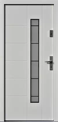 Drzwi zewnętrzne nowoczesne do domu wzór 475,17+ds2 w kolorze białe.