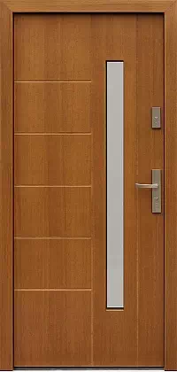 Drzwi zewnętrzne nowoczesne do domu wzór 475,18 w kolorze ciemny dąb.