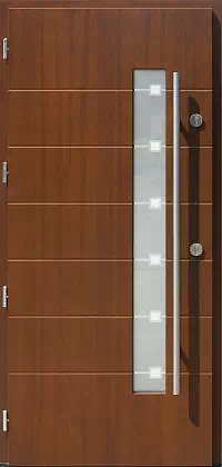 Drzwi zewnętrzne nowoczesne do domu wzór 476,1+ds2 w kolorze orzech.