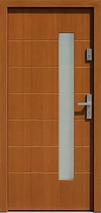 Drzwi zewnętrzne nowoczesne do domu wzór 476,1 w kolorze złoty dąb.