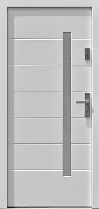 Drzwi zewnętrzne nowoczesne do domu wzór 476,3 w kolorze białe.