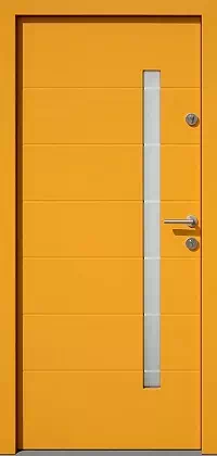 Drzwi zewnętrzne nowoczesne do domu wzór 476,3+ds11 w kolorze zółte.