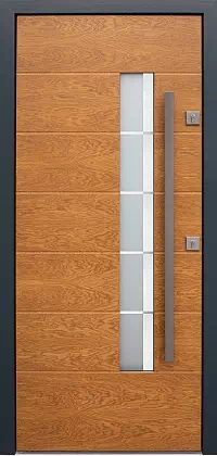 Drzwi zewnętrzne nowoczesne do domu wzór 476,4+ds1 w kolorze złoty dab + antracyt.