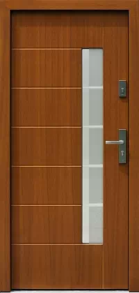 Drzwi zewnętrzne nowoczesne do domu wzór 478,1+ds1 w kolorze ciemny dąb.