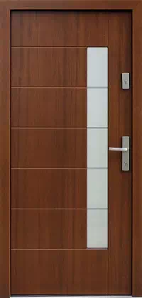 Drzwi zewnętrzne nowoczesne do domu wzór 478,1+ds11 w kolorze orzech.