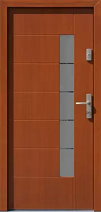 Drzwi zewnętrzne nowoczesne do domu wzór 478,1+ds11 w kolorze teak.