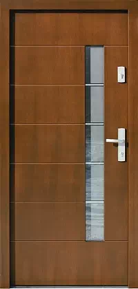 Drzwi zewnętrzne nowoczesne do domu wzór 478,2+ds1 w kolorze ciemny dąb.