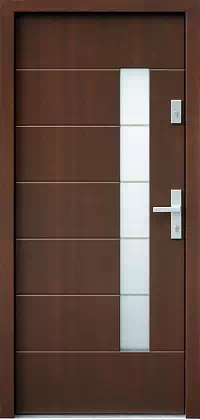 Drzwi zewnętrzne nowoczesne do domu wzór 478,2+ds11 w kolorze ciemny orzech.