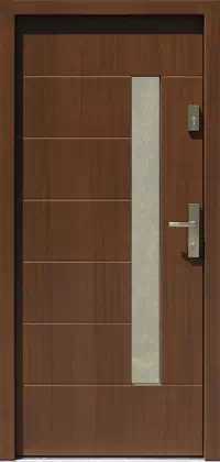 Drzwi zewnętrzne nowoczesne do domu wzór 478,2 w kolorze orzech.