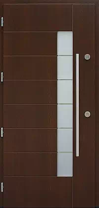 Drzwi zewnętrzne nowoczesne do domu wzór 478,3+ds11 w kolorze orzech ciemny.