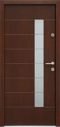 Drzwi zewnętrzne nowoczesne do domu wzór 478,4+ds11 w kolorze orzech ciemny.