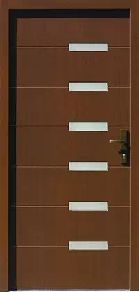 Drzwi zewnętrzne nowoczesne do domu 481,1 w kolorze orzech.