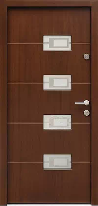 Drzwi zewnętrzne nowoczesne do domu 481,2+ds3 w kolorze orzech.