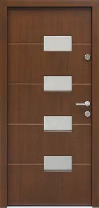 Drzwi zewnętrzne nowoczesne do domu wzór 481,2 w kolorze orzech.
