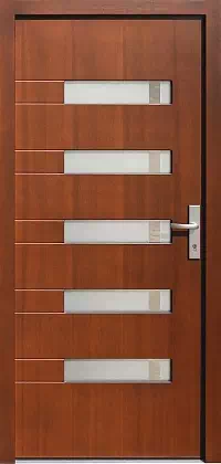 Drzwi zewnętrzne nowoczesne do domu 482,11+ds1 w kolorze teak.