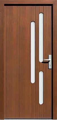 Drzwi zewnętrzne nowoczesne do domu wzór 484,1 w kolorze teak.