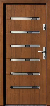 Drzwi zewnętrzne nowoczesne do domu wzór 486,2+ds1 w kolorze ciemny dąb.