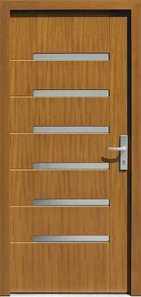 Drzwi zewnętrzne nowoczesne do domu wzór 489,2 w kolorze złoty dąb.