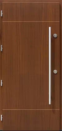 Drzwi zewnętrzne nowoczesne do domu wzór 490,11 w kolorze orzech.