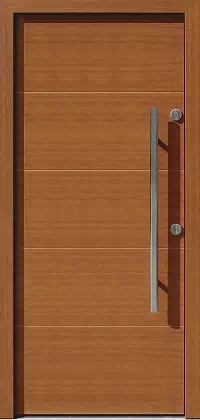Drzwi zewnętrzne nowoczesne do domu wzór 490,15 w kolorze złoty dąb.