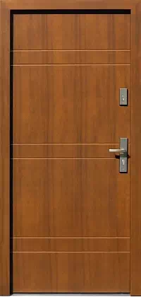 Drzwi zewnętrzne nowoczesne do domu wzór 490,3 w kolorze teak.