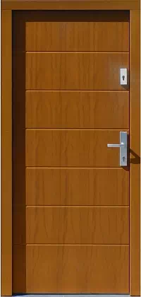 Drzwi zewnętrzne nowoczesne do domu wzór 490,7 w kolorze ciemny dąb.