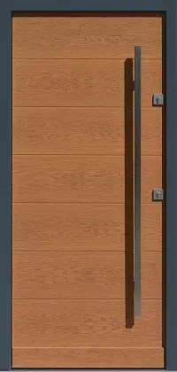 Drzwi zewnętrzne nowoczesne do domu wzór 490,7C w kolorze ciemny dab + antracyt.