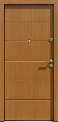 Drzwi zewnętrzne nowoczesne do domu wzór 490,8 w kolorze złoty dąb.
