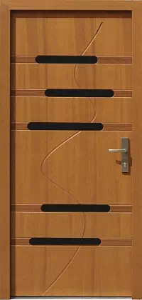 Drzwi zewnętrzne nowoczesne do domu wzór 492,1 w kolorze ciemny dąb.